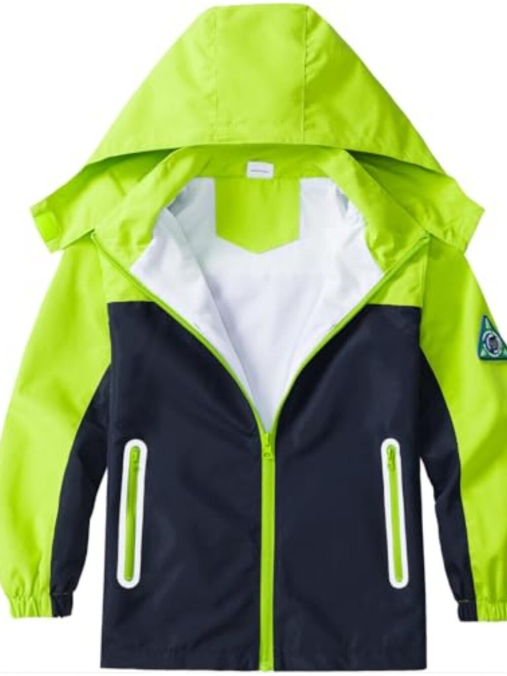 Boys Waterproof Rain Jacket Detachable Hood Lightweight Dinosaur Print